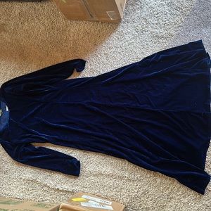 Urban Coco Womens Elegant Long Sleeve Ruched Velvet Dress